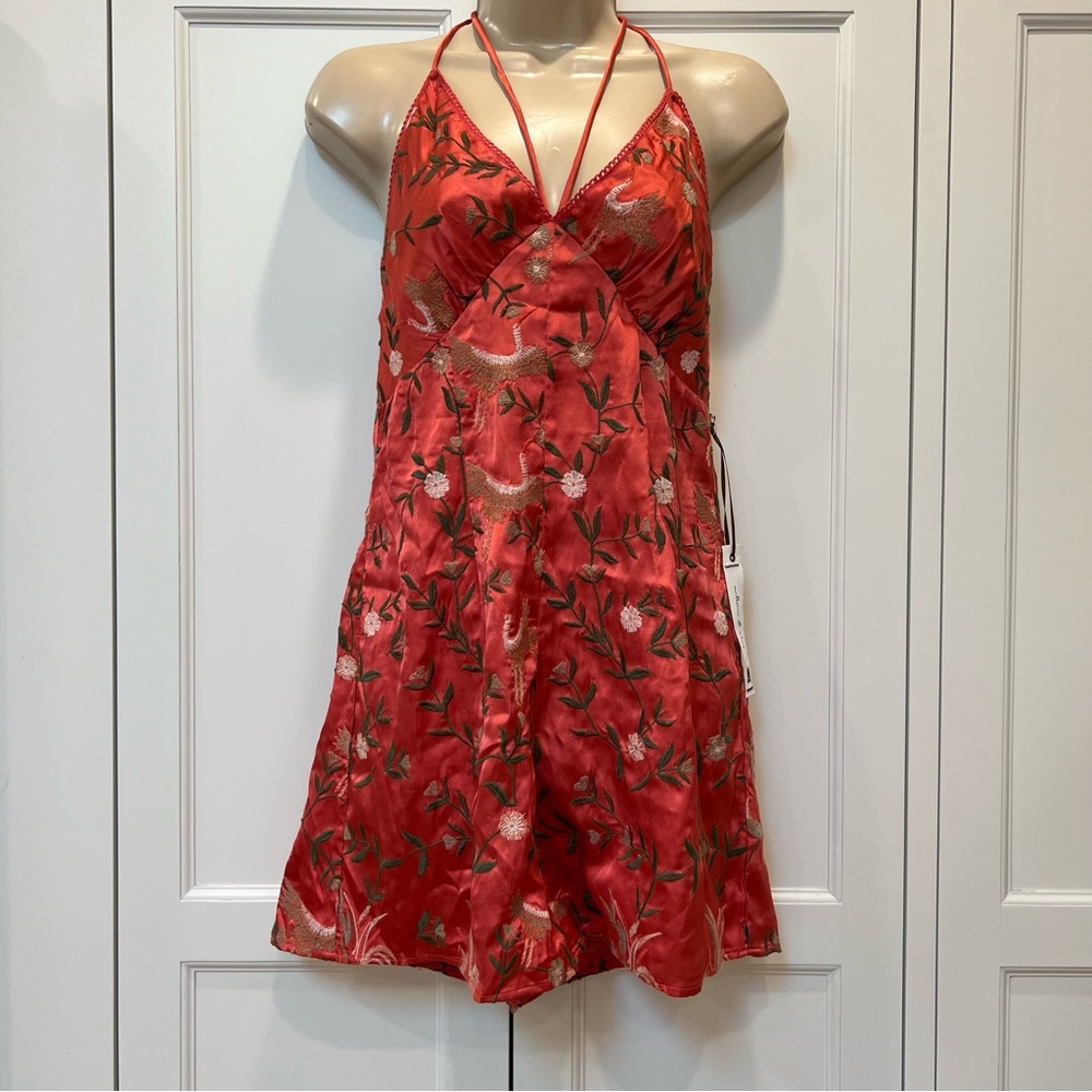 Willow & Clay Orange Floral Embroidered Mini Romper Size Small